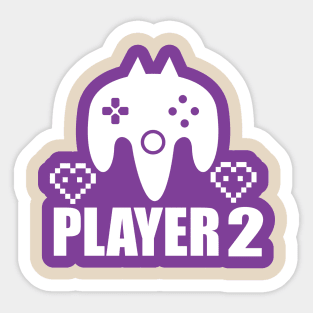 Gamer Player-2 Shirt and Gifts for Gaming and Gaming Lovers Sticker